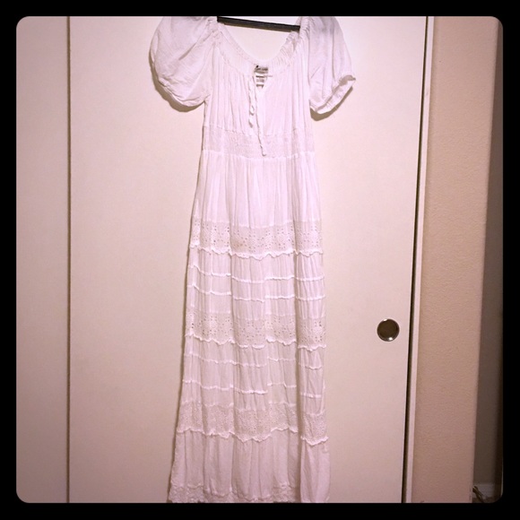White Cotton Summer Maxi Dress - Picture 1 of 4